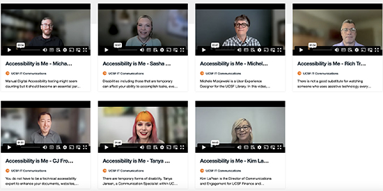 Image from the landing page of the UCSF “Accessibility is Me” video showcase