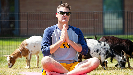 Jeff tries goat yoga