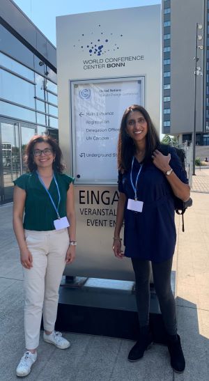 Arianne Teherani and Sapna Thottahil at the World Conference Center in Bonn, Germany 