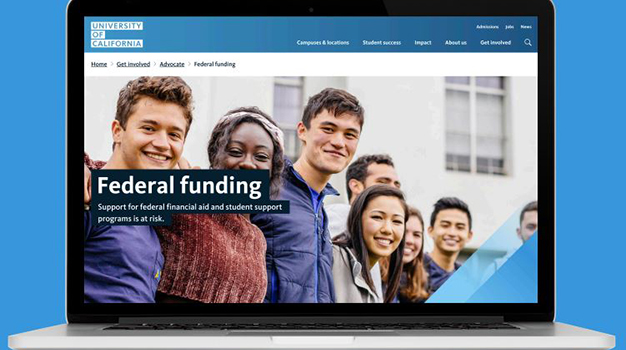 UCAN website showing diverse students standing together
