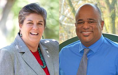 Glenda Humiston, vice president of UC ANR, and Carlos Suarez, state conservationist at the U.S. Department of Agriculture