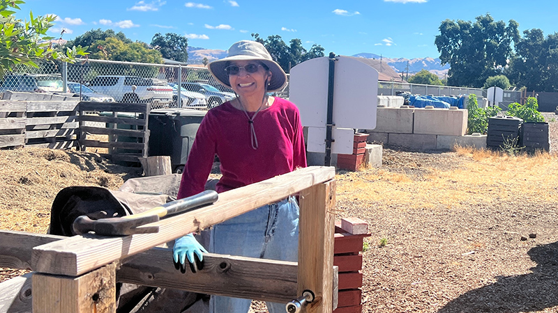 Woman working outside