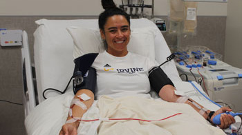 UC Irvine women’s soccer coach Danielle de Seriere donates platelets