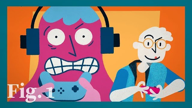 Image of monster and human playing video games