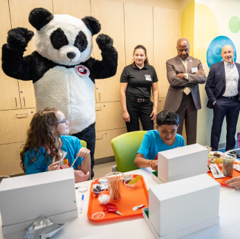 Panda Express mascot at the UC Davis Panda Cares Center of Hope