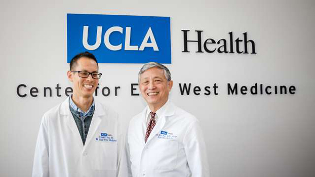 Dr. Ed Hui, left, followed in the professional footsteps of his father, Dr. Ka-Kit Hui. (Photo courtesy of the Center for East-West Medicine at UCLA Health)