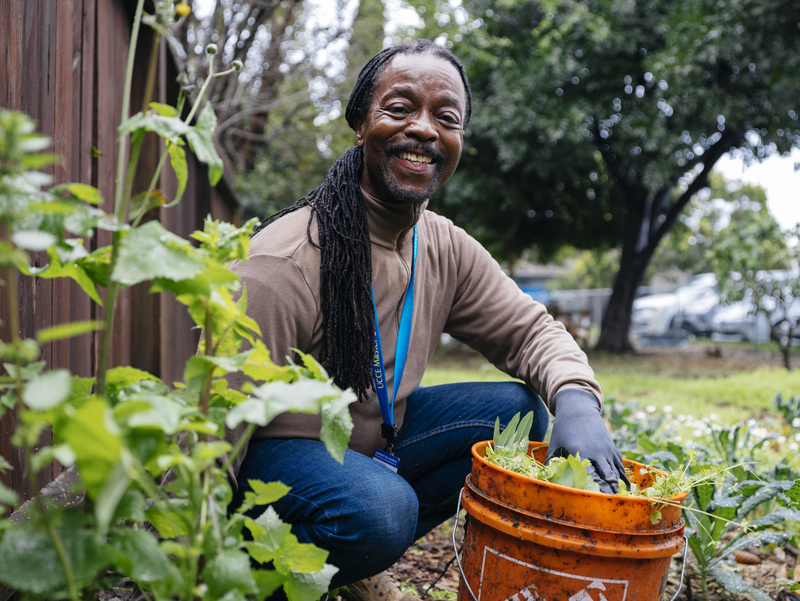 older person in a garden