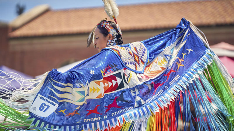 A portrait taken at the UCLA Pow Wow in May 2023