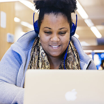 Woman working on a laptop