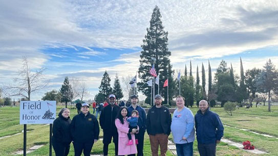 UC Davis veterans at a local cemetery in Sacramento