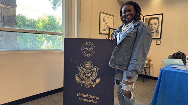 Títílọpẹ́ Olotu, a second-year biology major, was one of 34 students who participated in UCLA’s Passport Caravan.