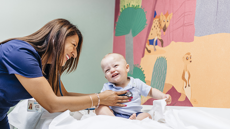 Baby at pediatric cardiology clinic at UCLA