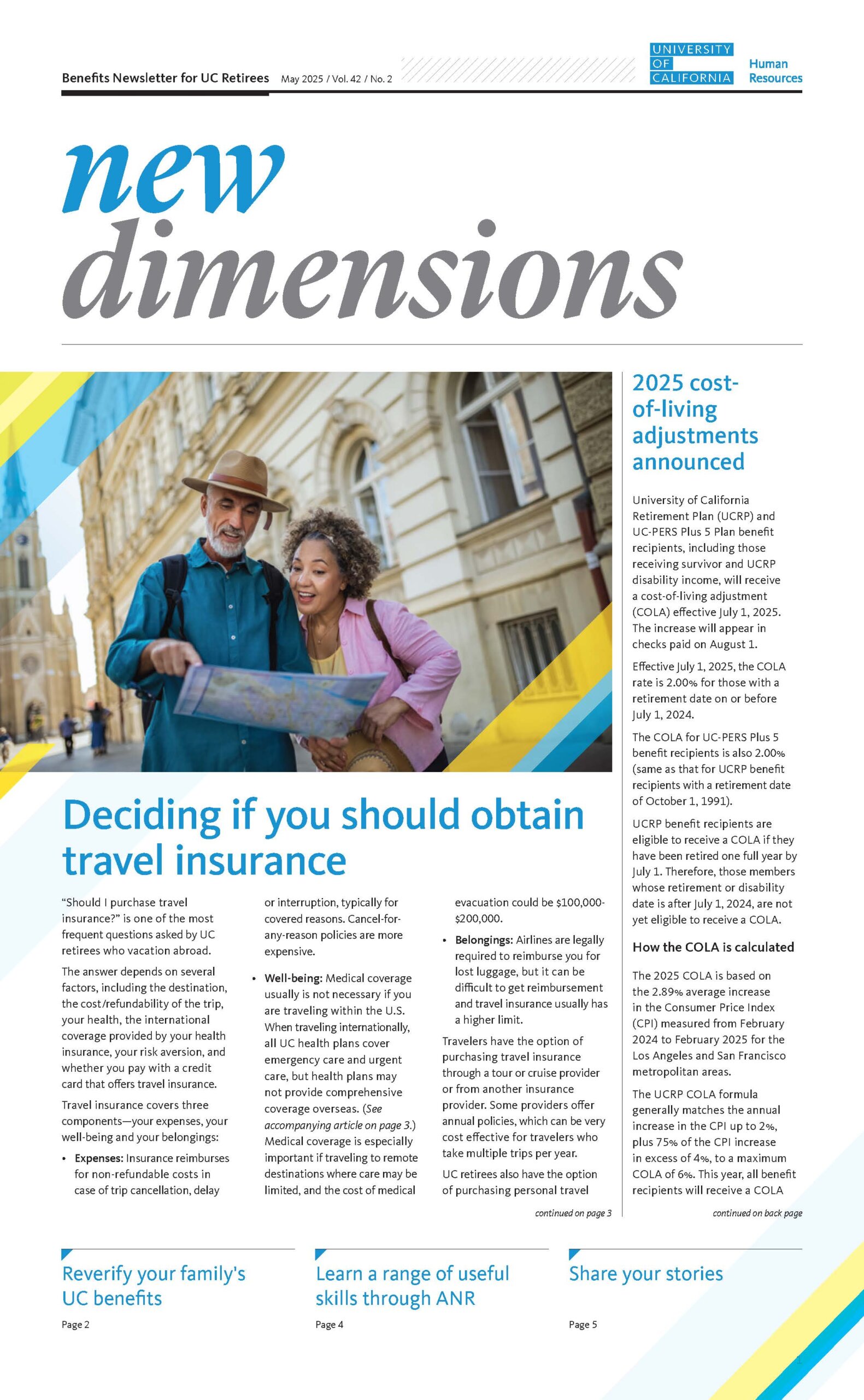 Cover of New Dimensions for May 2025, featuring picture of couple looking at a map.