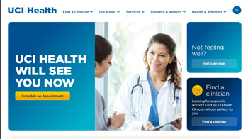 UCI Health website homepage