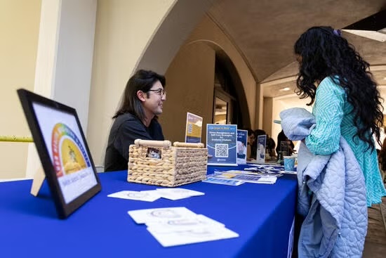 Michael Yamane, one of the SWIFT clinicians, talks about ther department to students at the Grad Reset event on April 9, 2025. (UCR/Stan Lim)