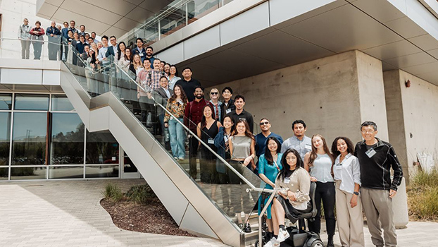 The UC San Diego Medical Scientist Training Program team on a staircase