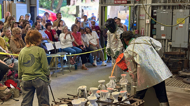 Bronze pouring demo at the UC Santa Cruz Foundry