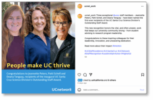 Screenshot of IG post "People make UC thrive" with photos of featured staff.