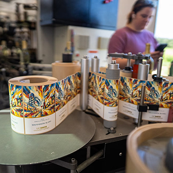 UC Davis wine being labeled