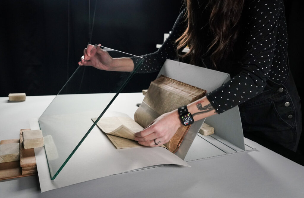 Person scanning documents