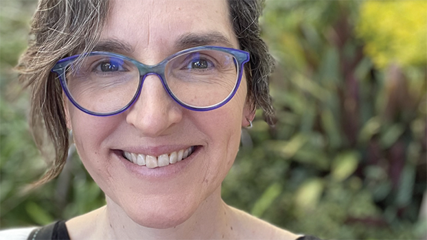 Joy Glasier in a garden
