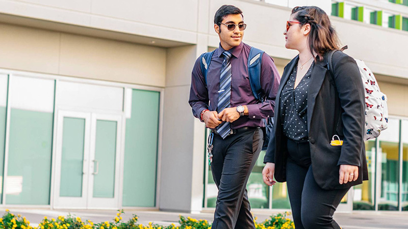 Students walking on campus