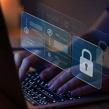 cybersecurity concept, internet security, screen with padlock
