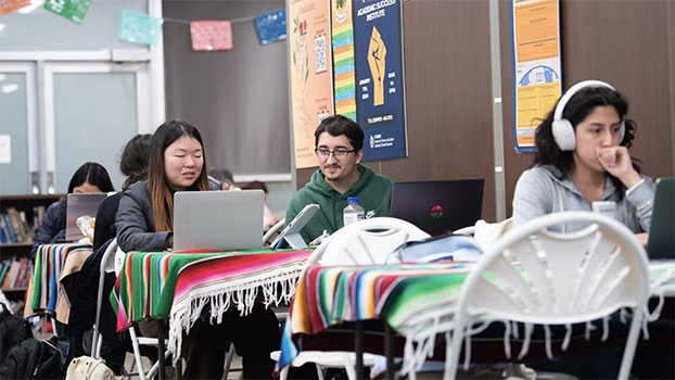 UC Davis students working in a classroom