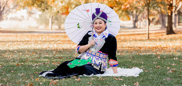 Debby Lee in traditional Hmong attire
