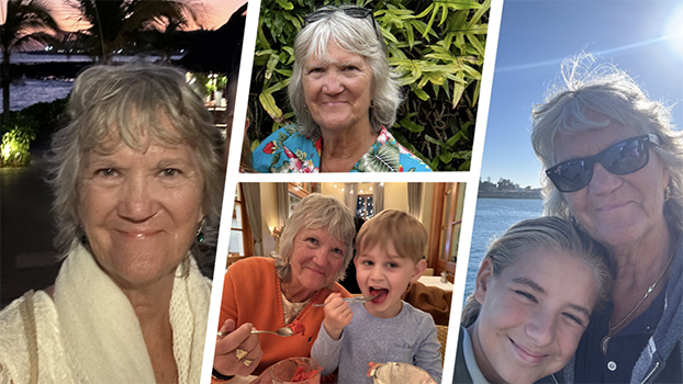 Photos of Pam with her grandchildren