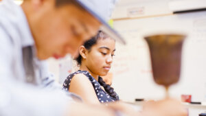 Students working in a classroom