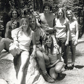 An archival black and white photo of young uc students