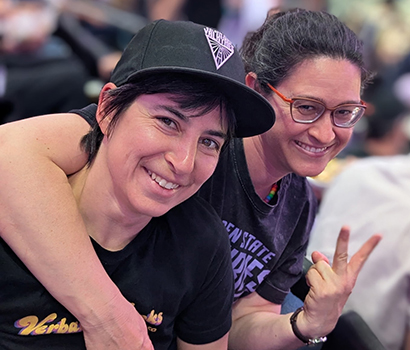 Anna and her wife at a Valkryies game