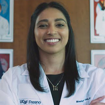 Monique Atwal wearing her medical coat
