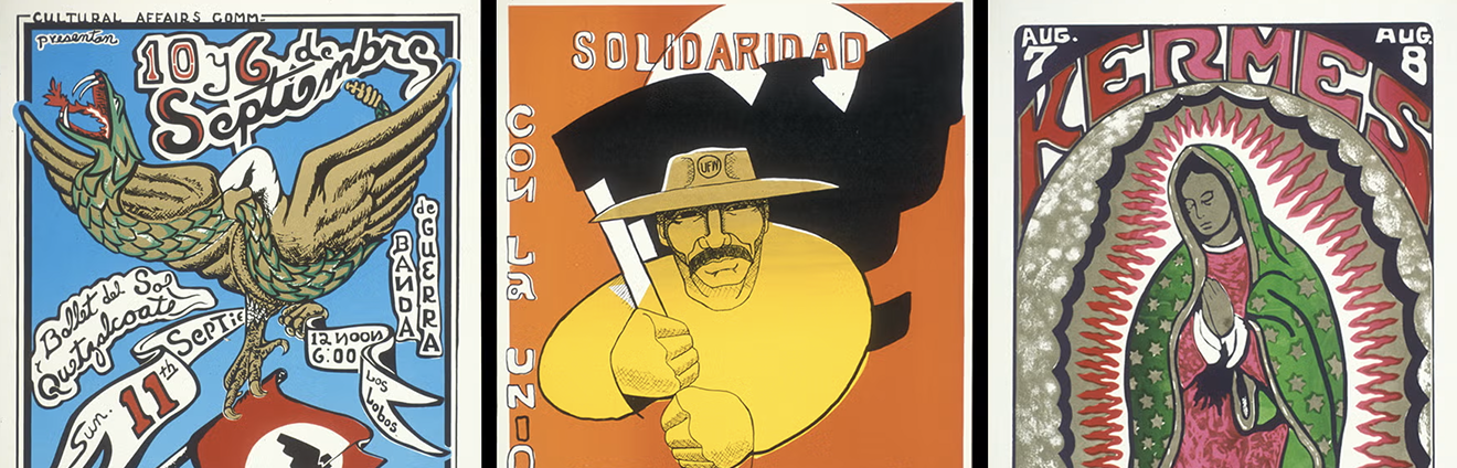 Royal Chicano Air Force screen-printed posters.