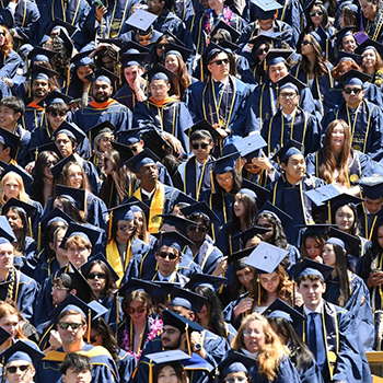 Large group of UC grads at UCLA commencement